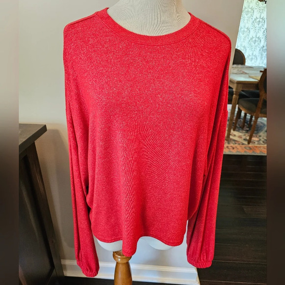 Z by Zella Women's •Size Large• Red Lounge Athleisure Drop Shoulder Space Dye - Picture 1 of 9